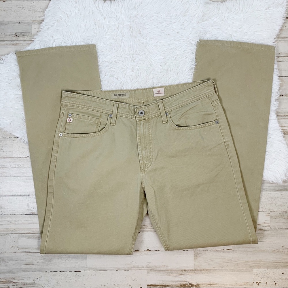 AG Adriano Goldschmied The Protege Mens Khaki Straight Jeans 34